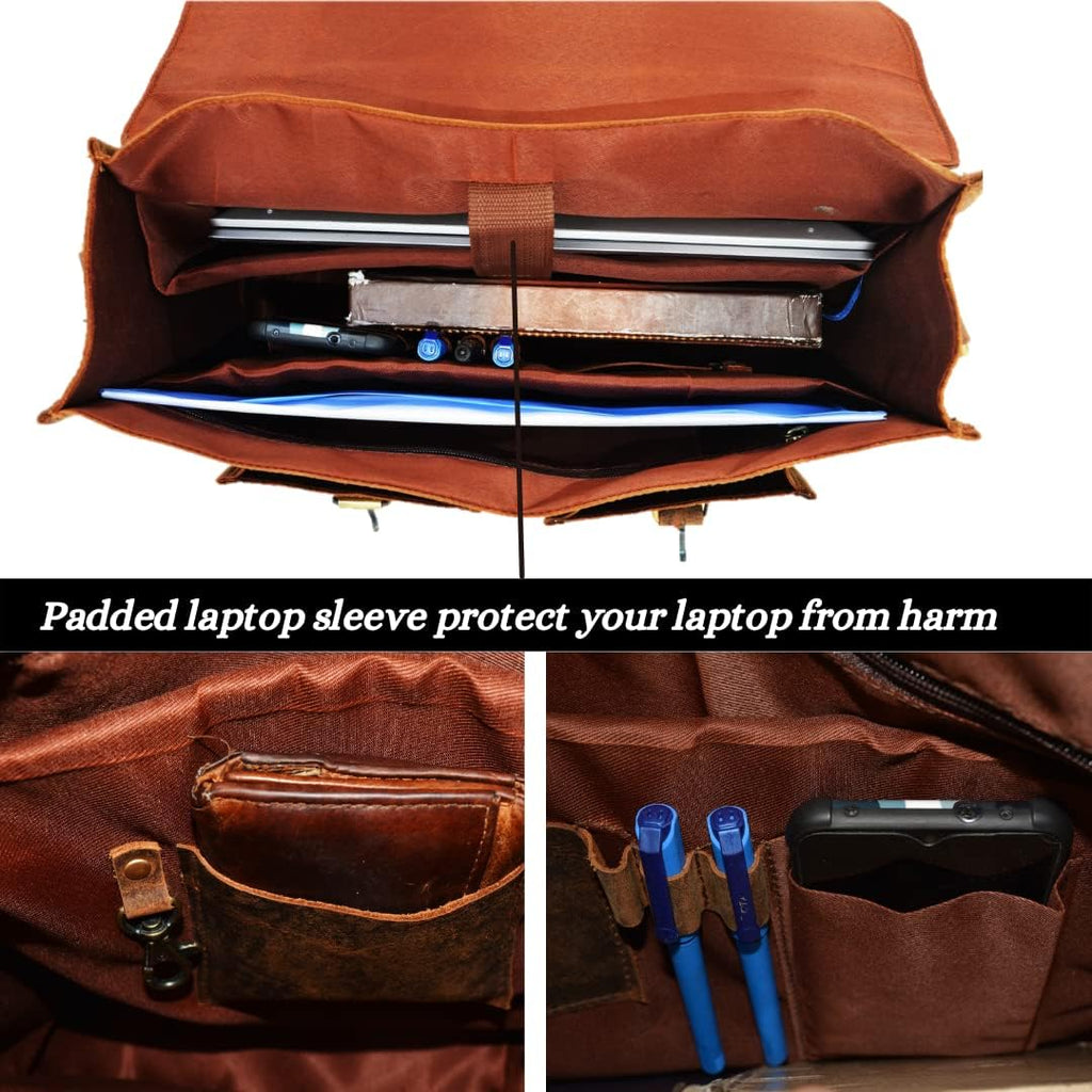 Leather Laptop Messenger Bag J3408