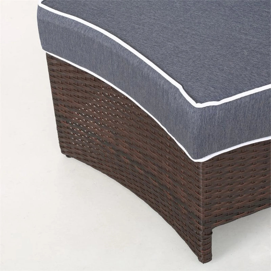 Navy Blue 4 Piece Outdoor Wicker Sectional Sofa Set Q525144
