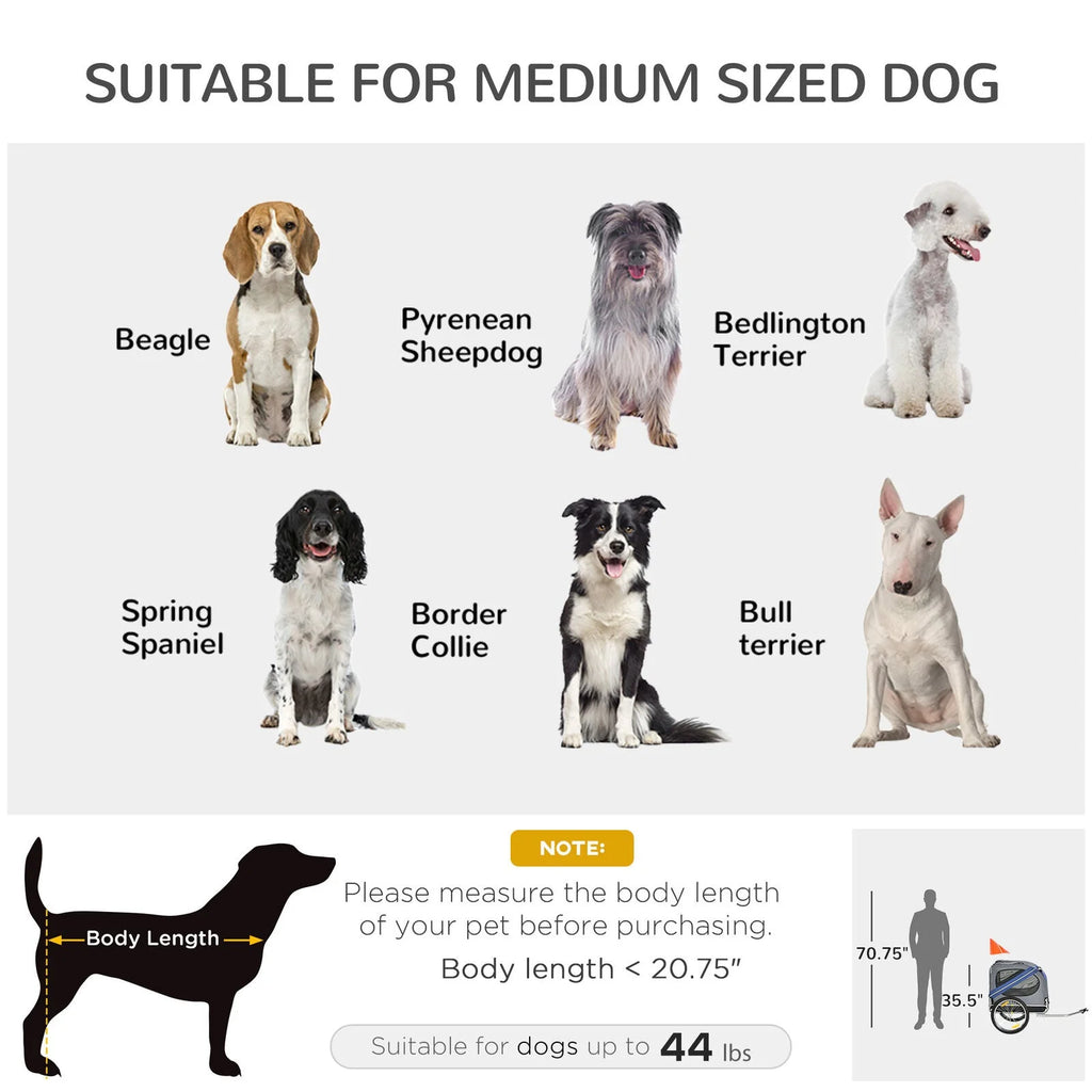 Bike Trailer & Wagon Jogger for Dogs and Pets with 3 Entrances Large Wheels & Mesh Screen O793096