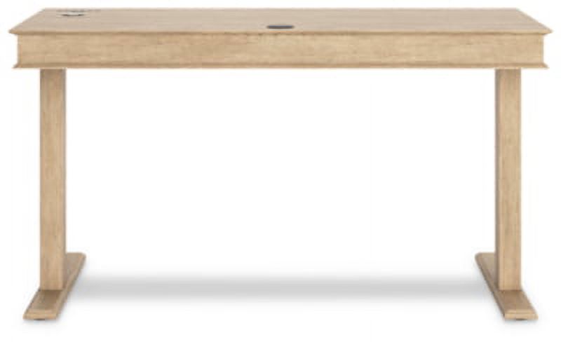 Light Brown Adjustable Height Desk with USB Ports & 2 Drawers T439823
