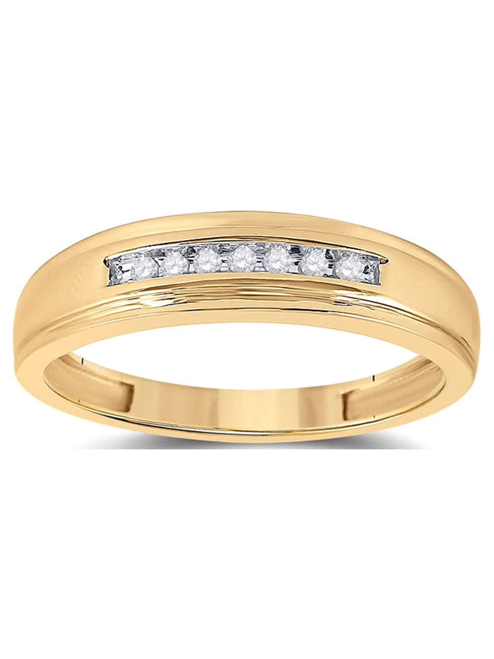 14kt Yellow Gold Mens Round Diamond Wedding Band Ring 1/12 Cttw Size 8 S65052