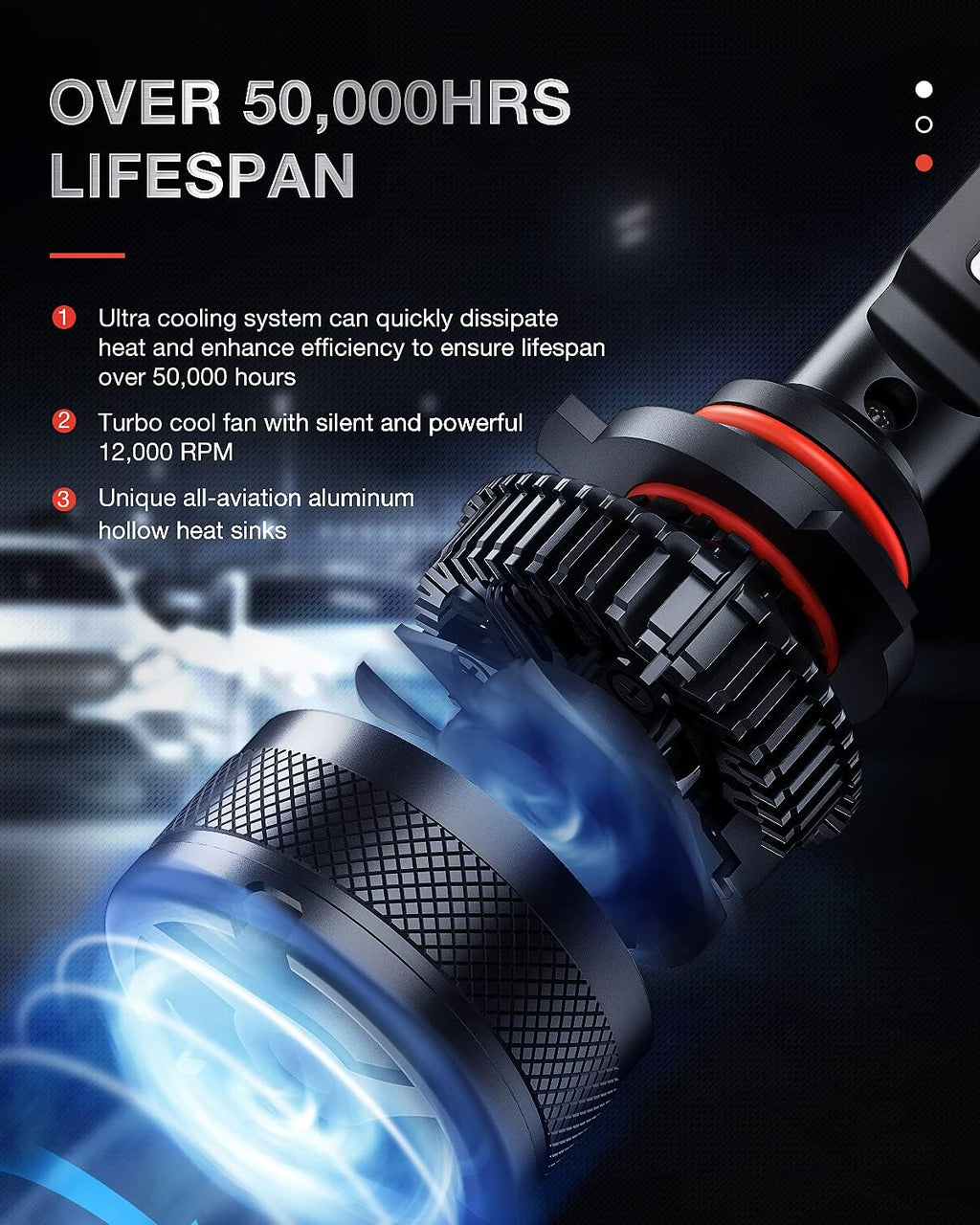 9006 LED Headlight Bulbs, HB4 Low Beam, 6000K Cool White, Pack of 2 C434510