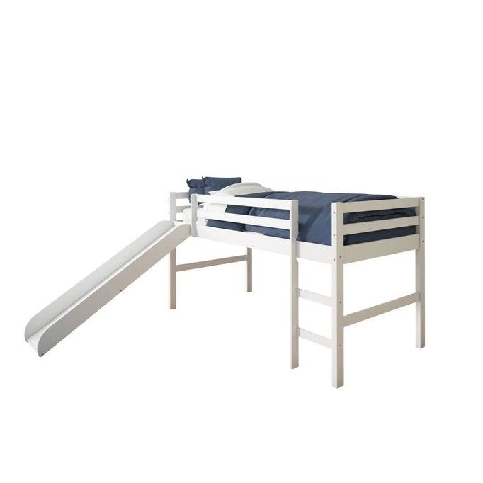 White Twin Loft Bed with Slide L615895