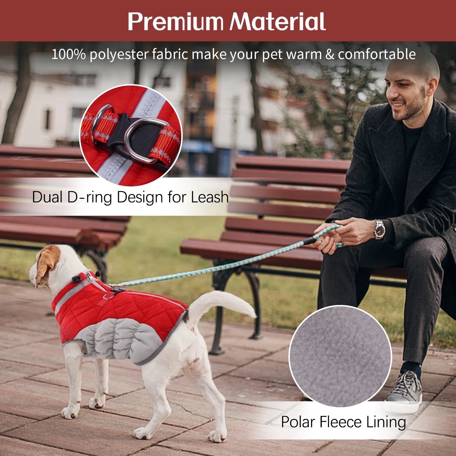 Red Reflective Dog Winter Coat P180