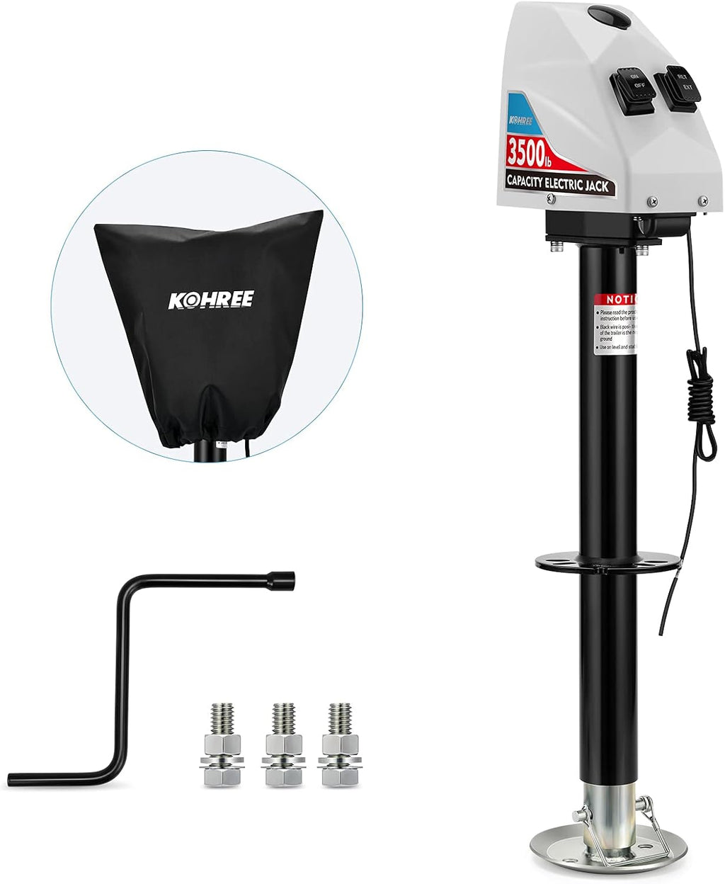 Electric Trailer Jack 3500lbs, 22 Lift, 12V DC, Black N501962
