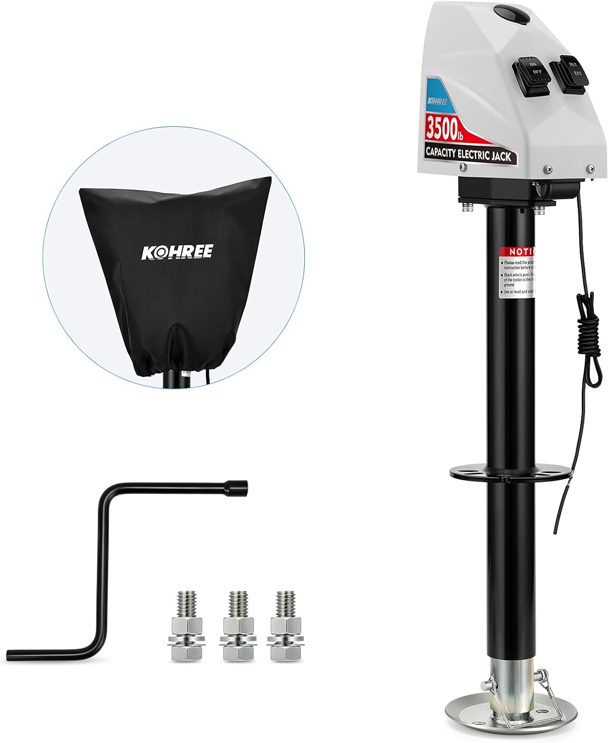 Electric Trailer Jack 3500lbs, 22 Lift, 12V DC, Black N501962
