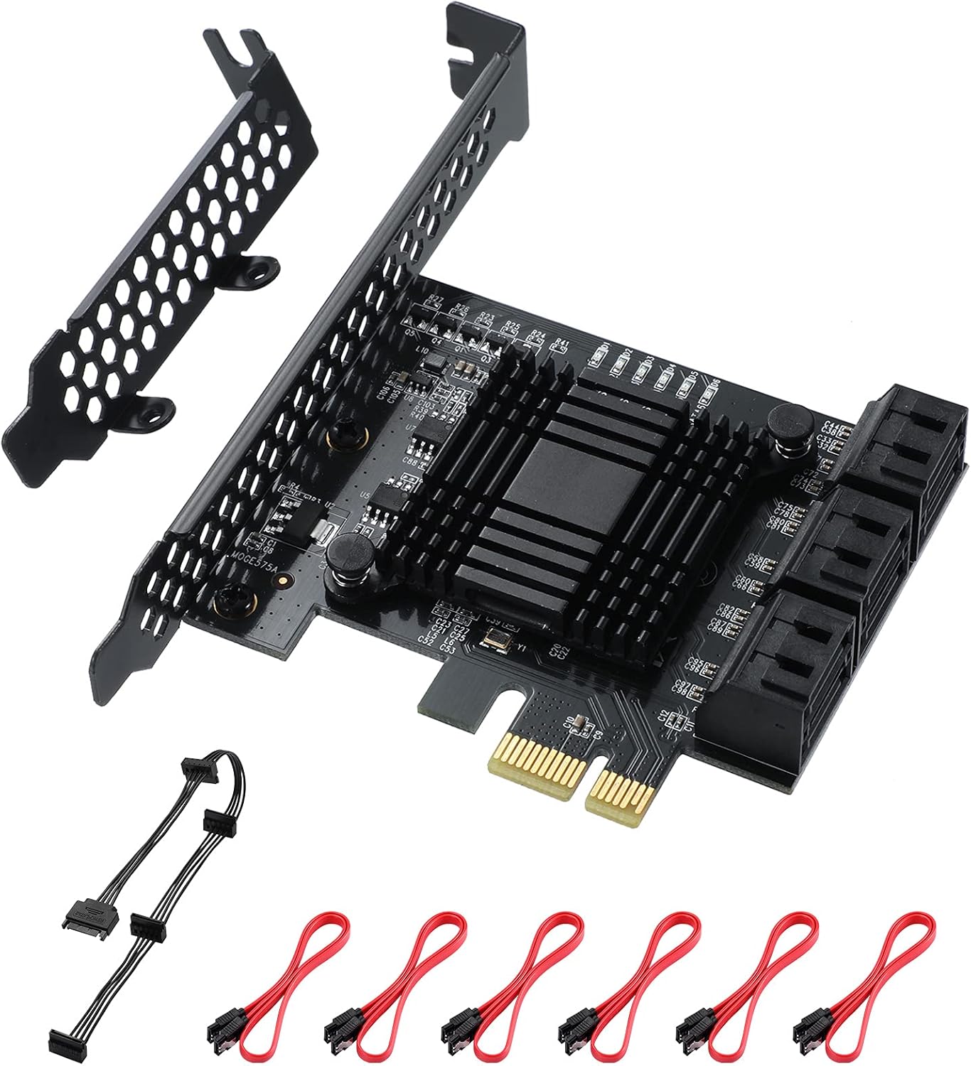 PCIe 6 SATA 4X Card with 6 SATA Cables and Low Profile Bracket E128269