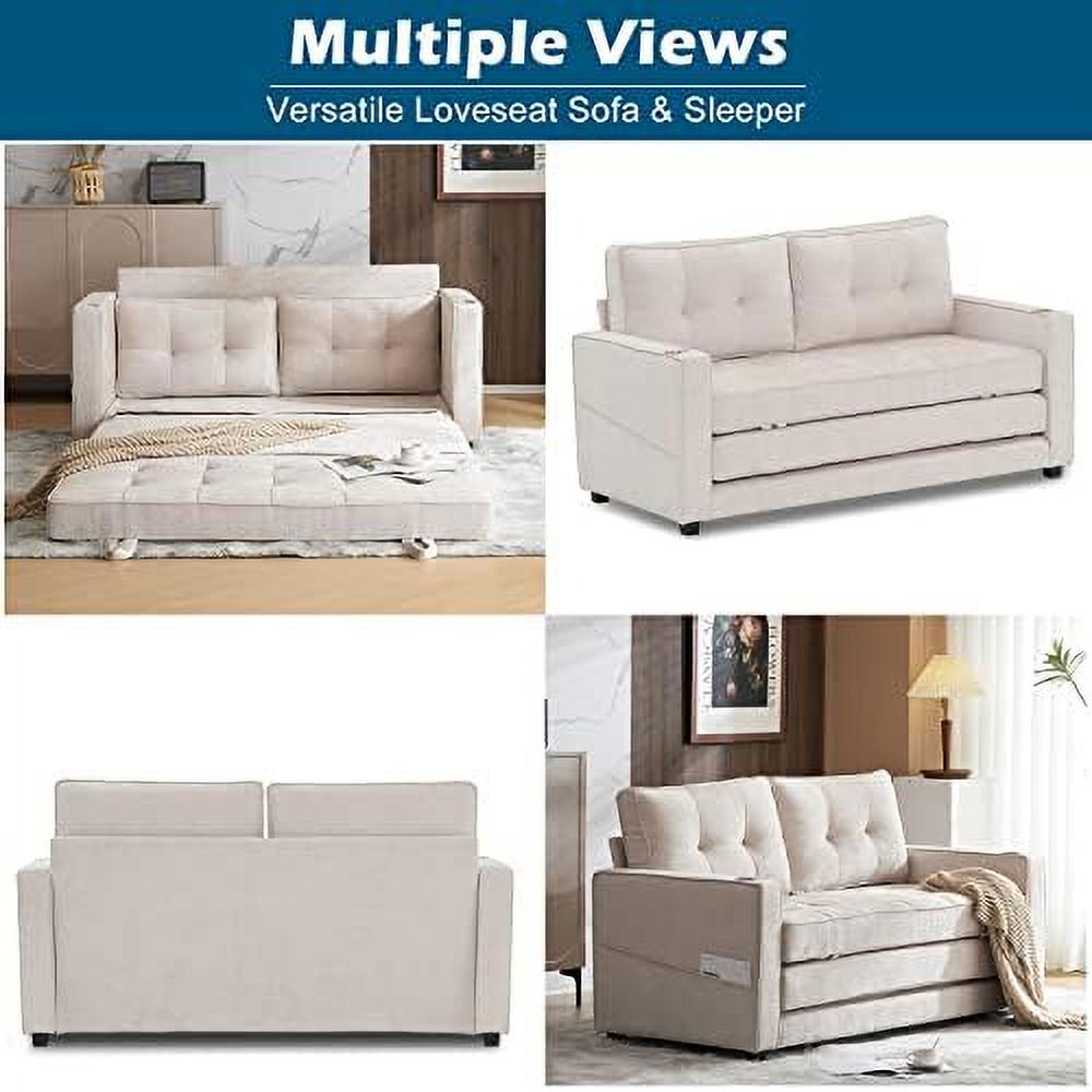 Full Size Futon Sofa Bed Chenille Loveseat Sofa Sleeper Pull Out Couch Q50479