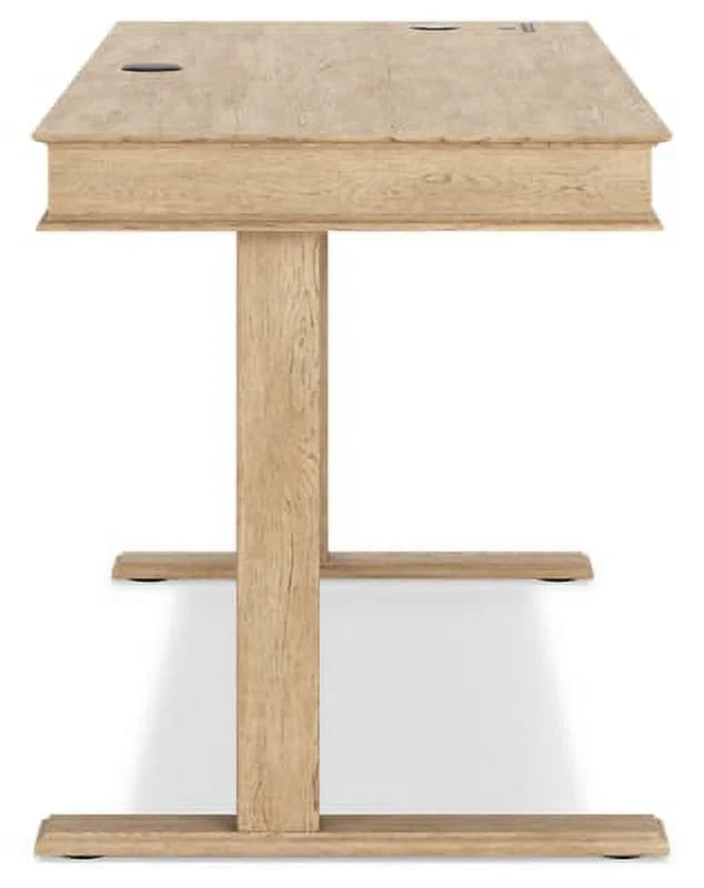 Light Brown Adjustable Height Desk with USB Ports & 2 Drawers T439823
