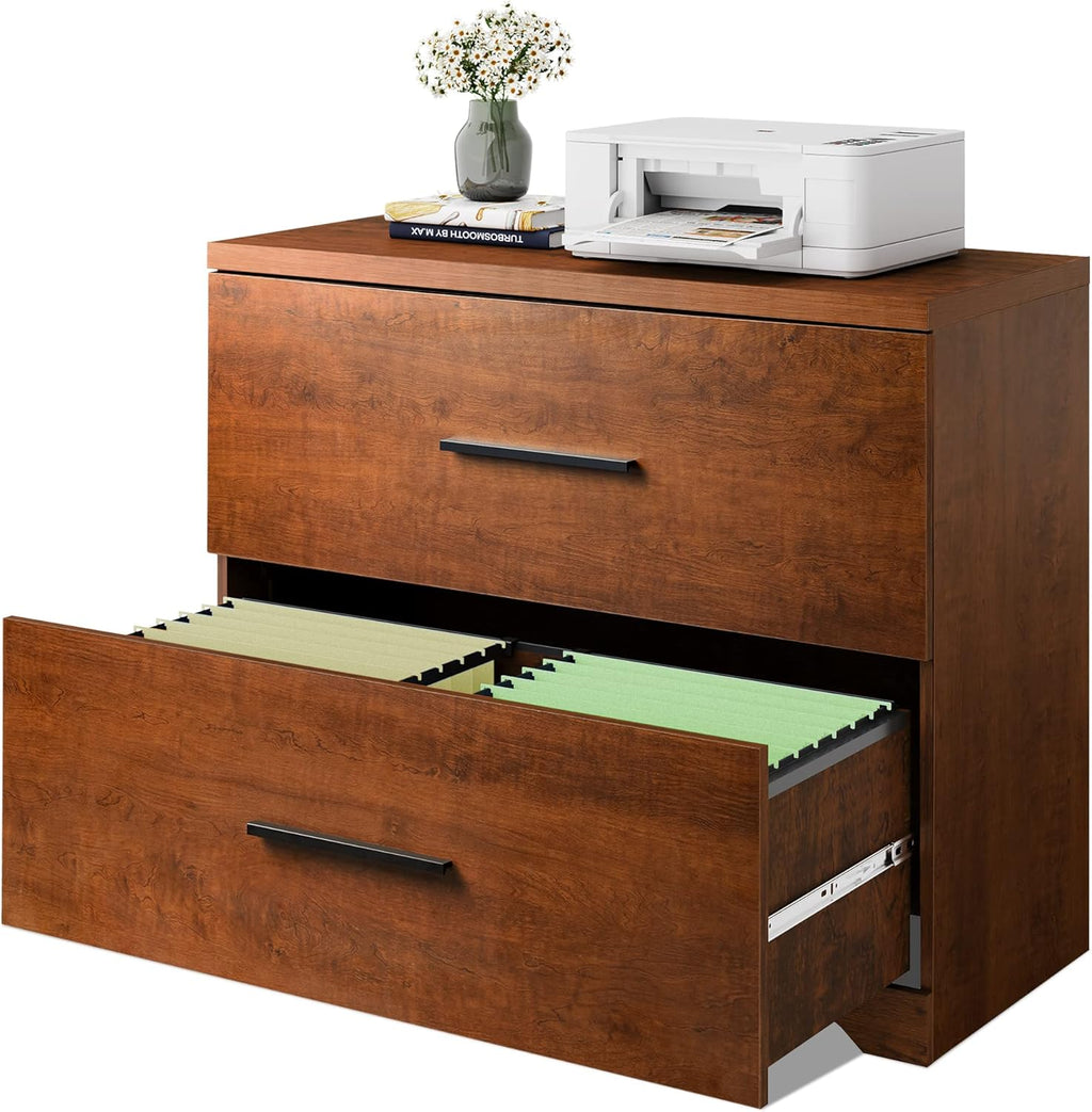 Black 2 Drawer Wood Lateral File Cabinet F4603