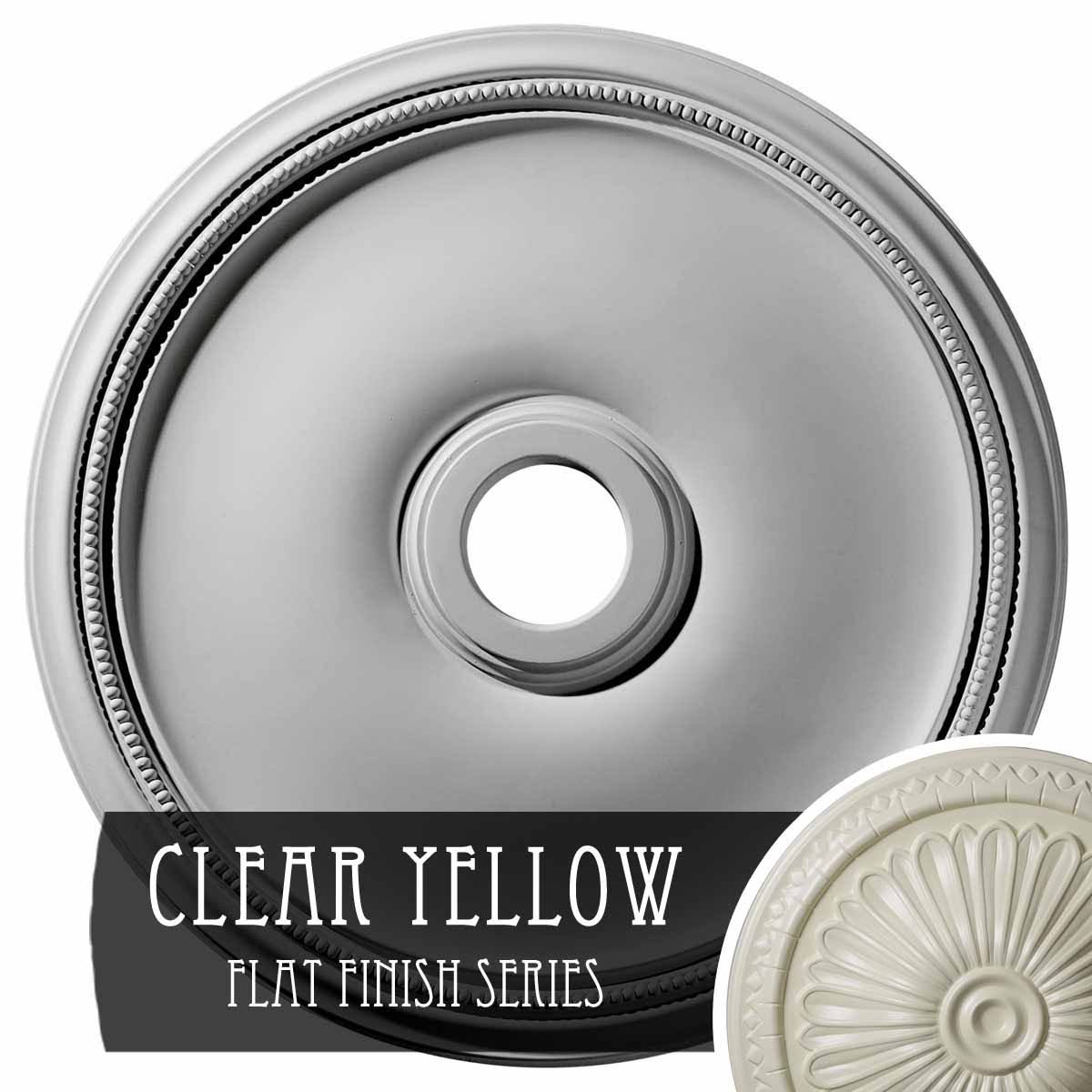24x22OD x 3 5/8x22ID x 1 3/4x22P Hand-Painted Clear Yellow Ceiling Medallion G15130