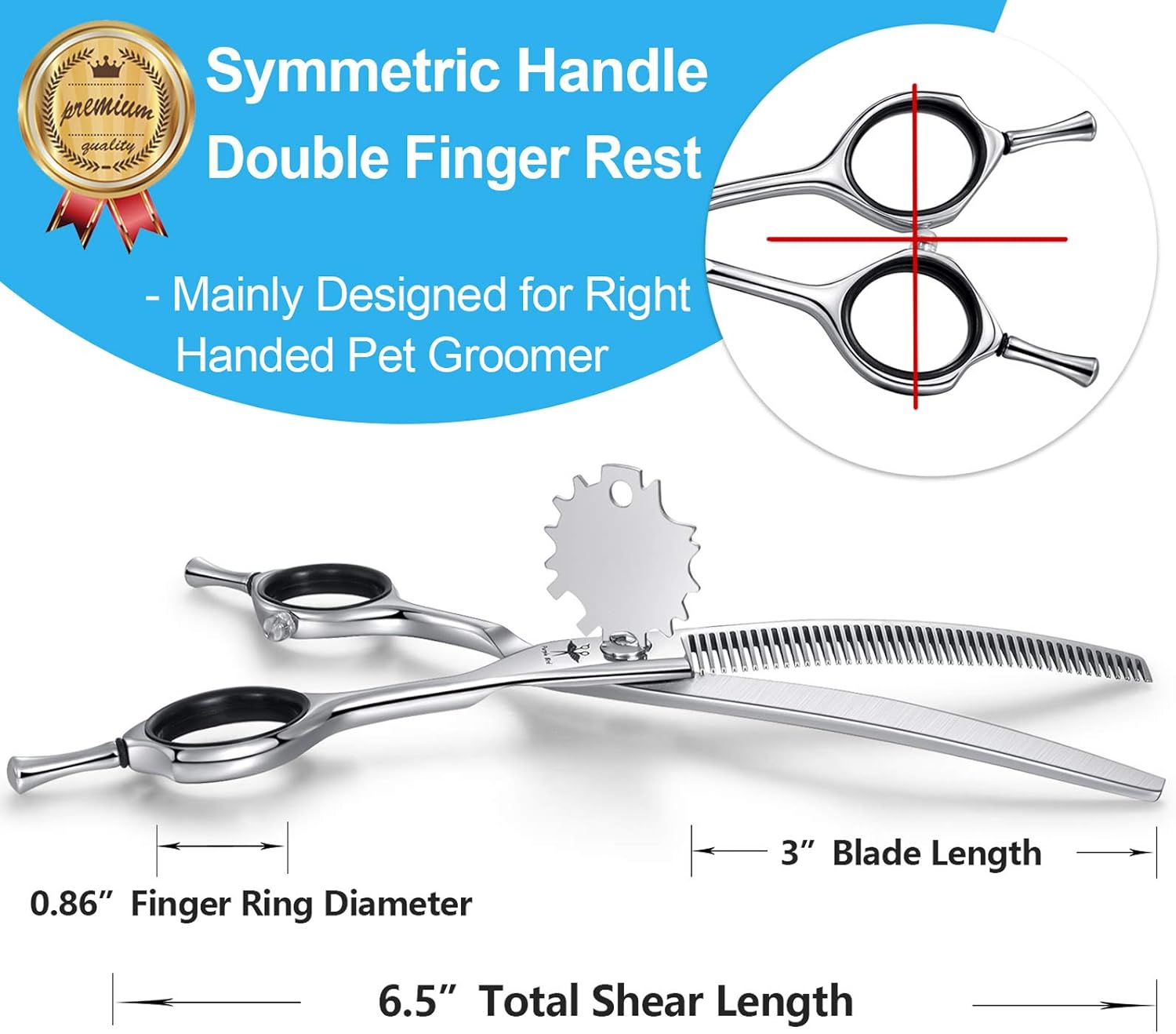 6.5 Inch Dog Grooming Scissors Japanese Stainless Steel Silver A410