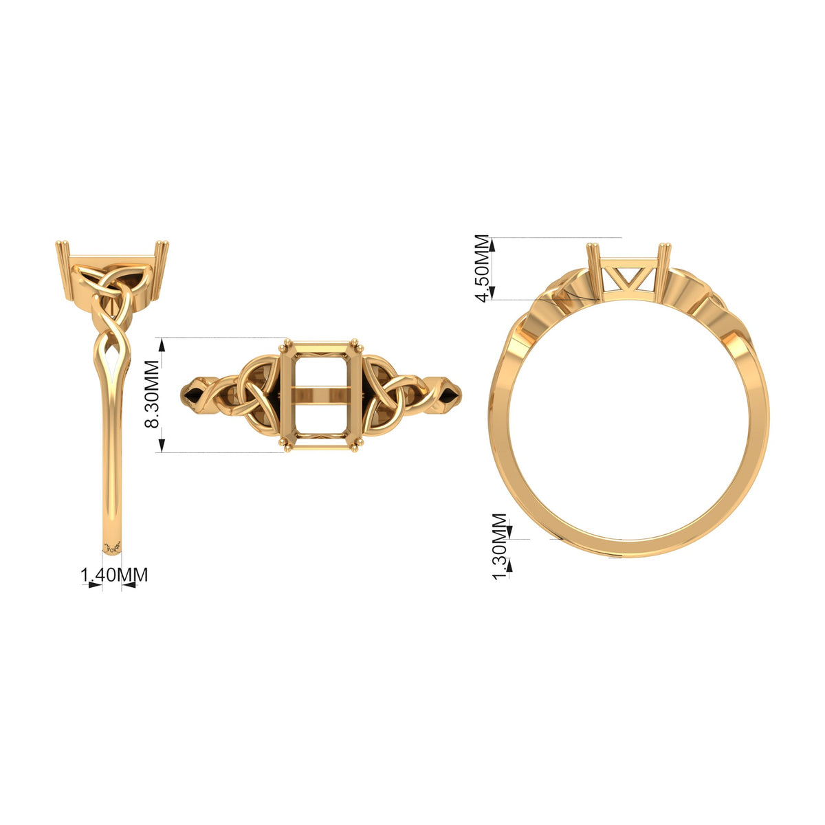 14K Yellow Gold Moissanite Engagement Ring S414