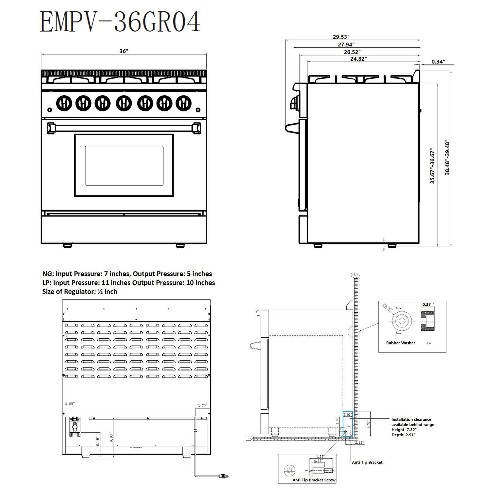 36 in. Recessed Gas Stove Cooktop with 5 Sealed Burners in Stainless Steel H9207