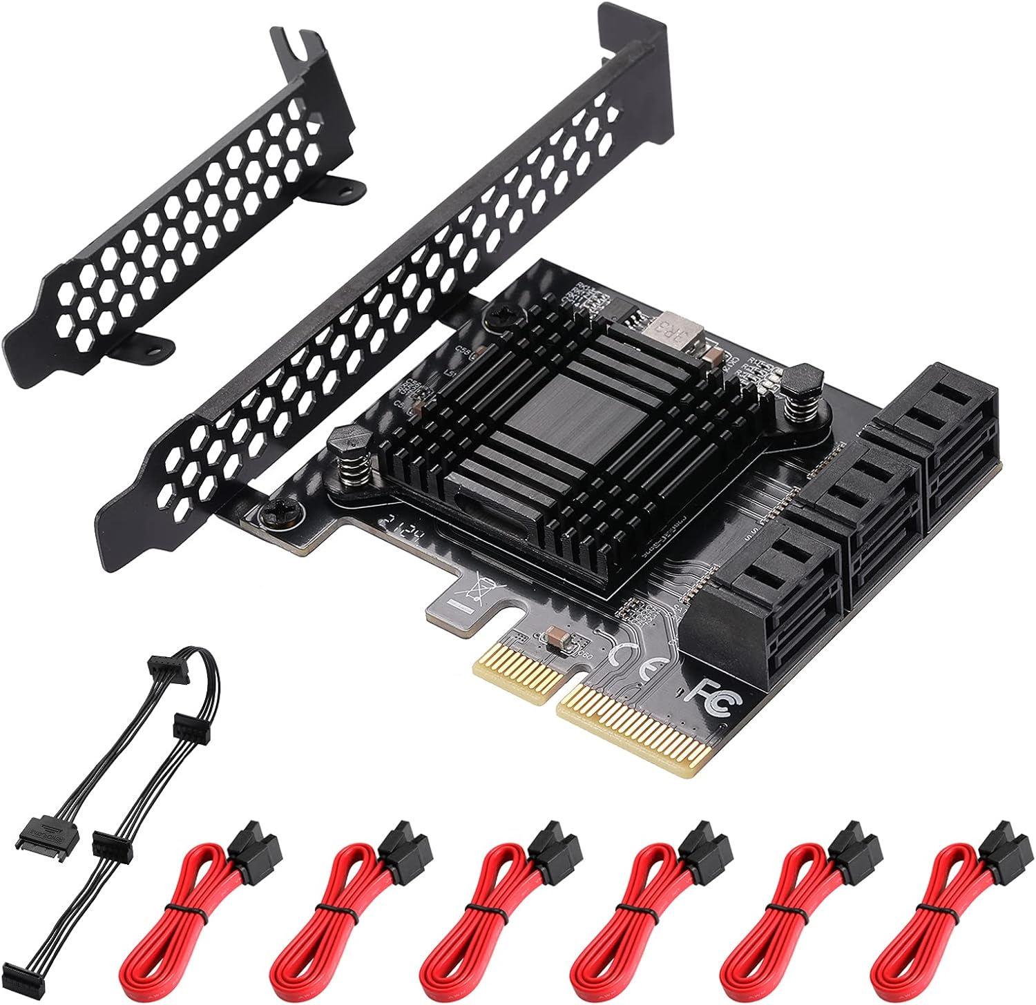 PCIe 6 SATA 4X Card with 6 SATA Cables and Low Profile Bracket E128269