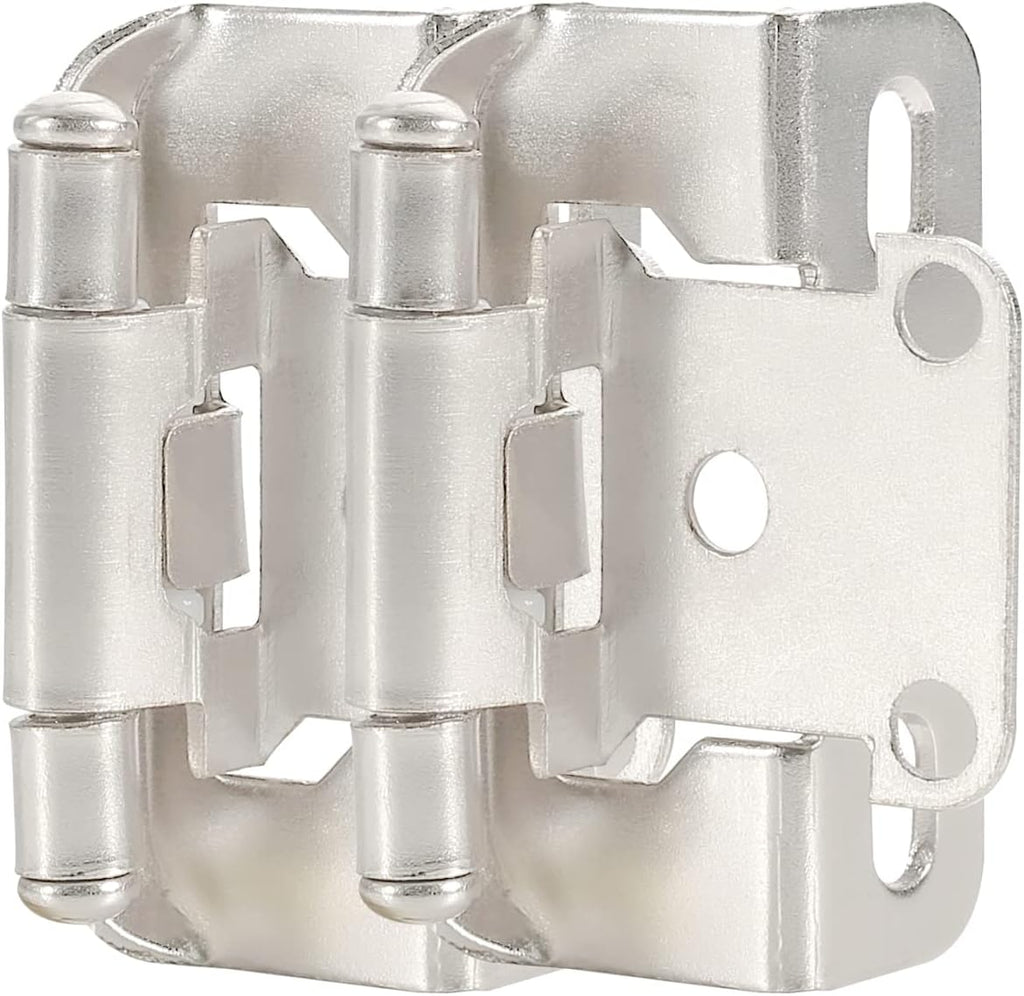 20 Pack 1/2” Self Closing Brushed Nickel Semi Wrap Cabinet Hinges C8274