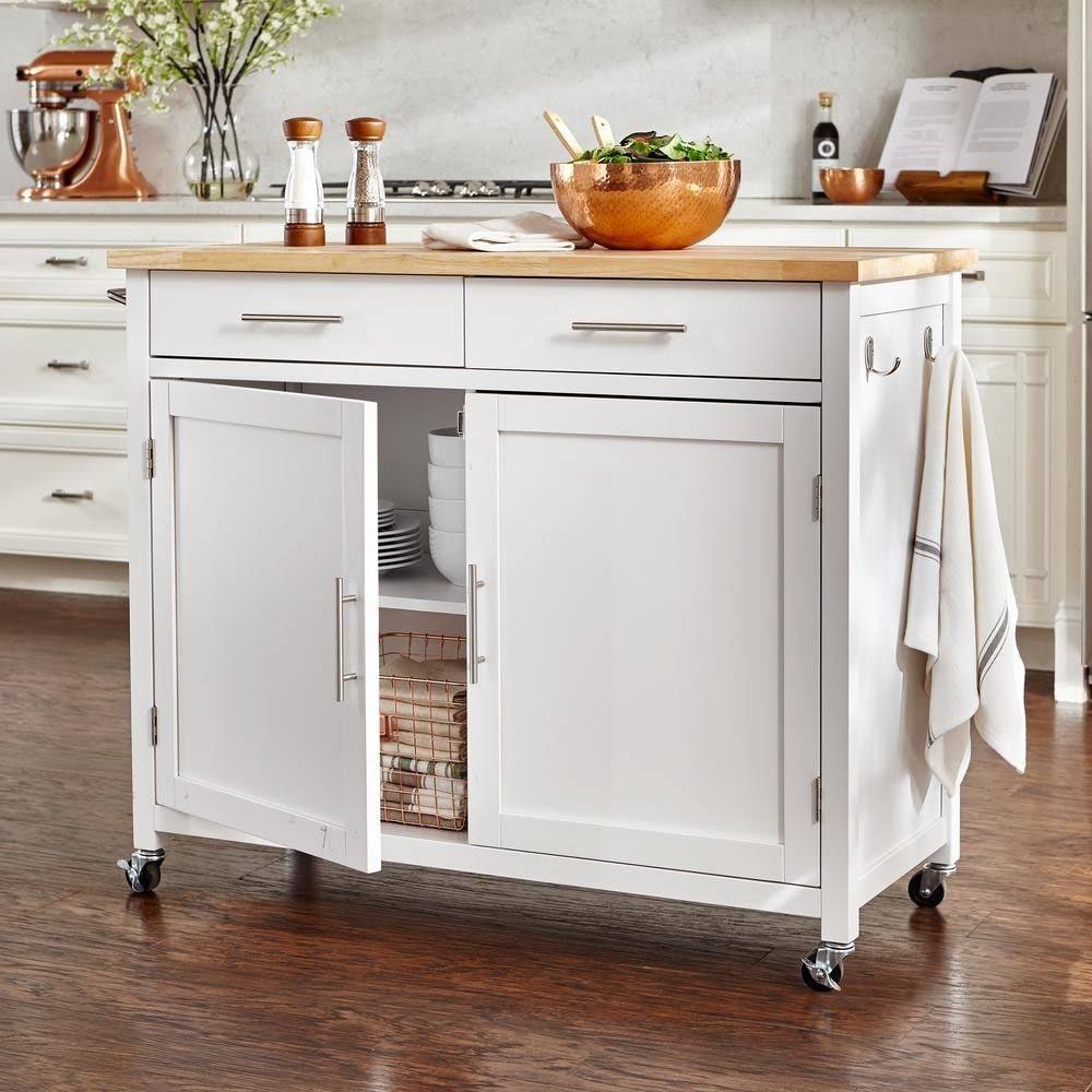 White Kitchen Cart with 2 Drawers N1361