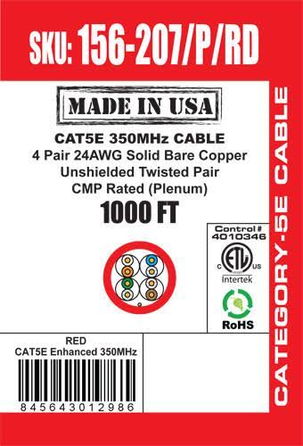 Cat5e UTP Bulk Ethernet Cable 1000ft Red A524
