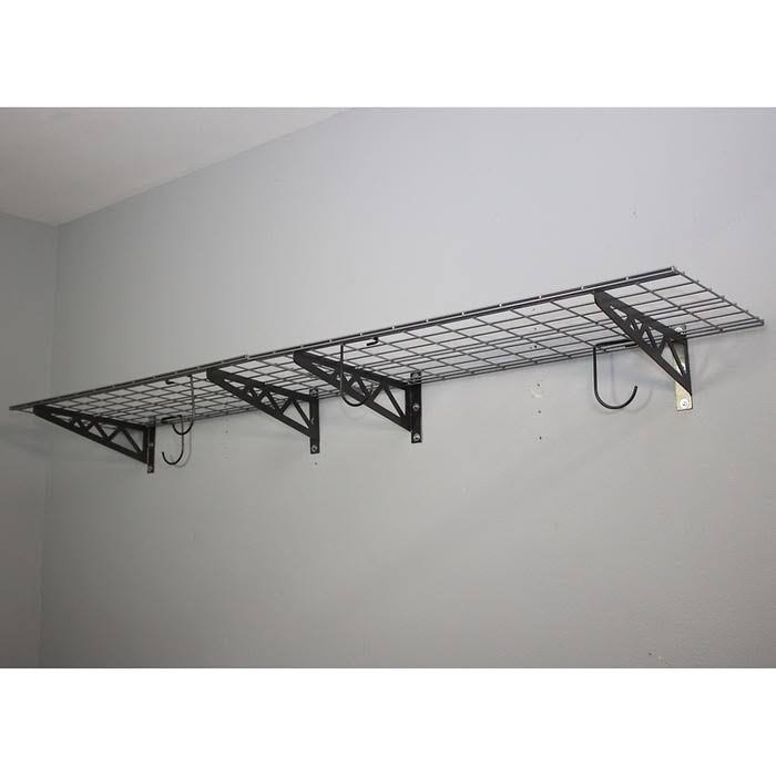 White 24 x 48 inch Garage Wall Shelf Two-Pack with Bike Tire Hooks W397541