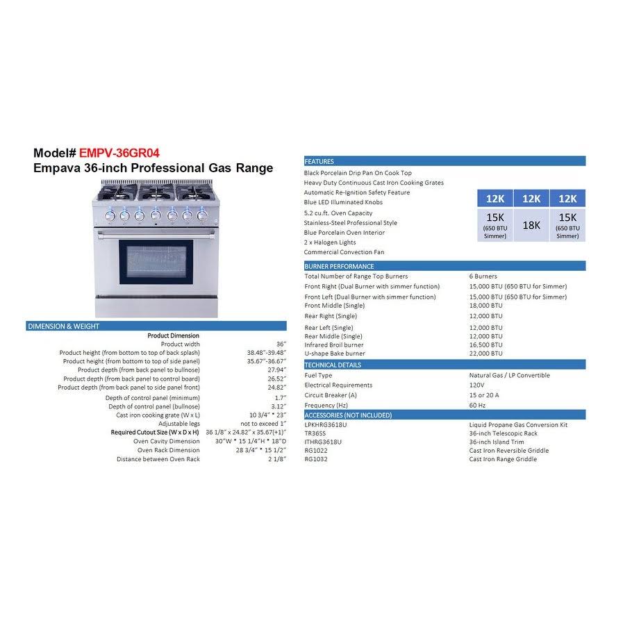 36 in. Recessed Gas Stove Cooktop with 5 Sealed Burners in Stainless Steel H9207