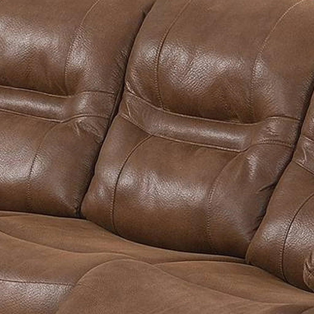 Brown Leatherette Reclining Sofa with USB Port E4912