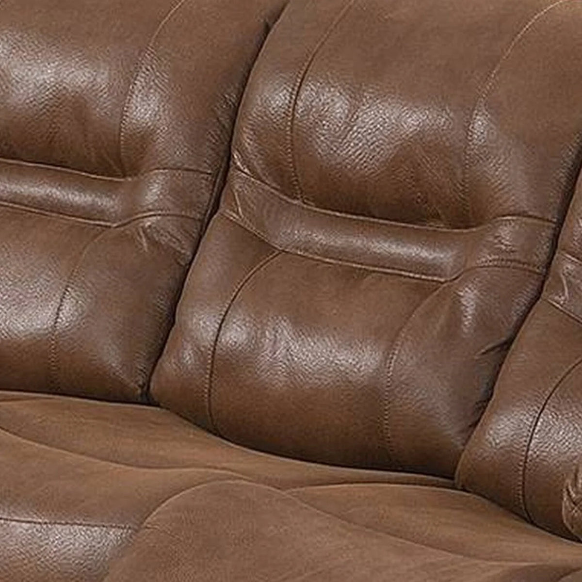 Brown Leatherette Reclining Sofa with USB Port E4912