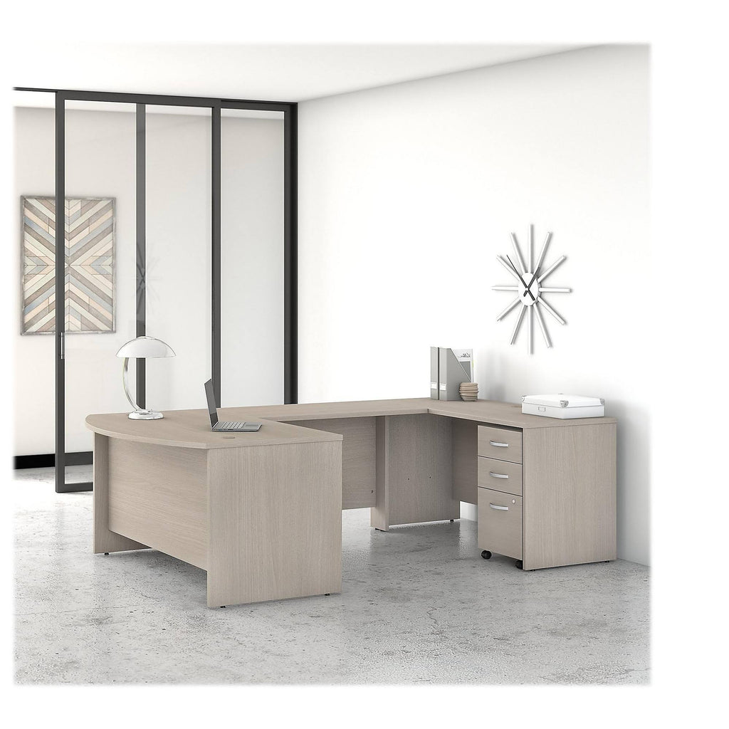 Sand Oak U Shaped Desk with Mobile File Cabinet I232159