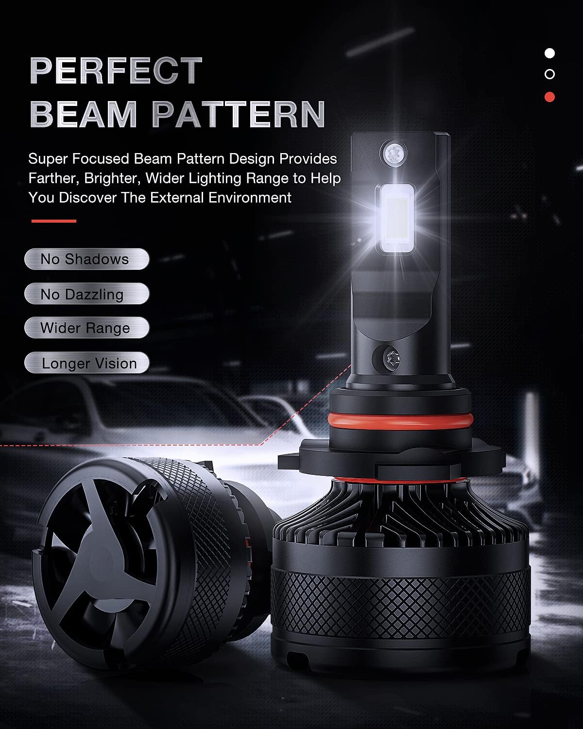 9006 LED Headlight Bulbs, HB4 Low Beam, 6000K Cool White, Pack of 2 C434510