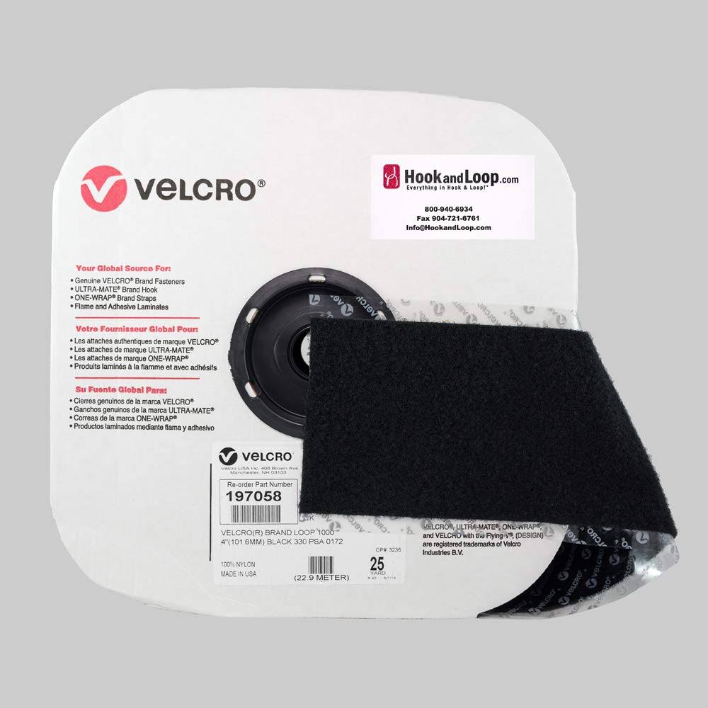 Black Reclosable Fastener Loop, 4x25 yd K14991