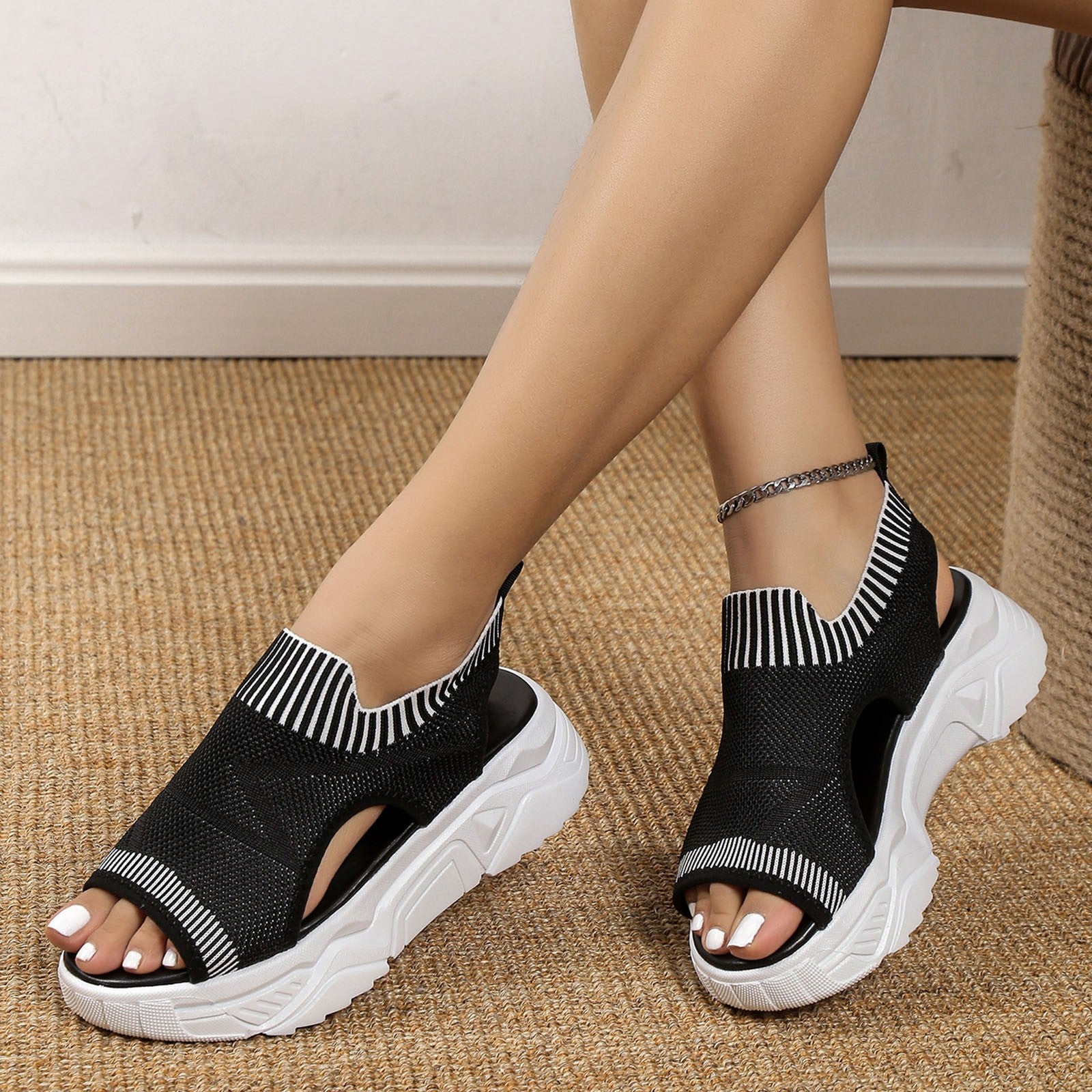 Thick Sole Wedge Fish Mouth Sandals G97897