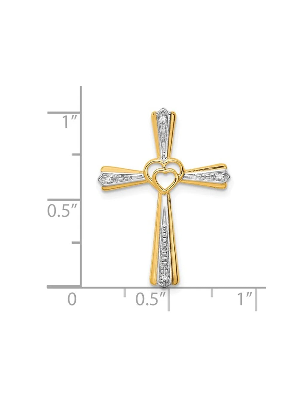 10K Yellow Gold Cross Pendant Necklace with Chain and Diamond Accent A744