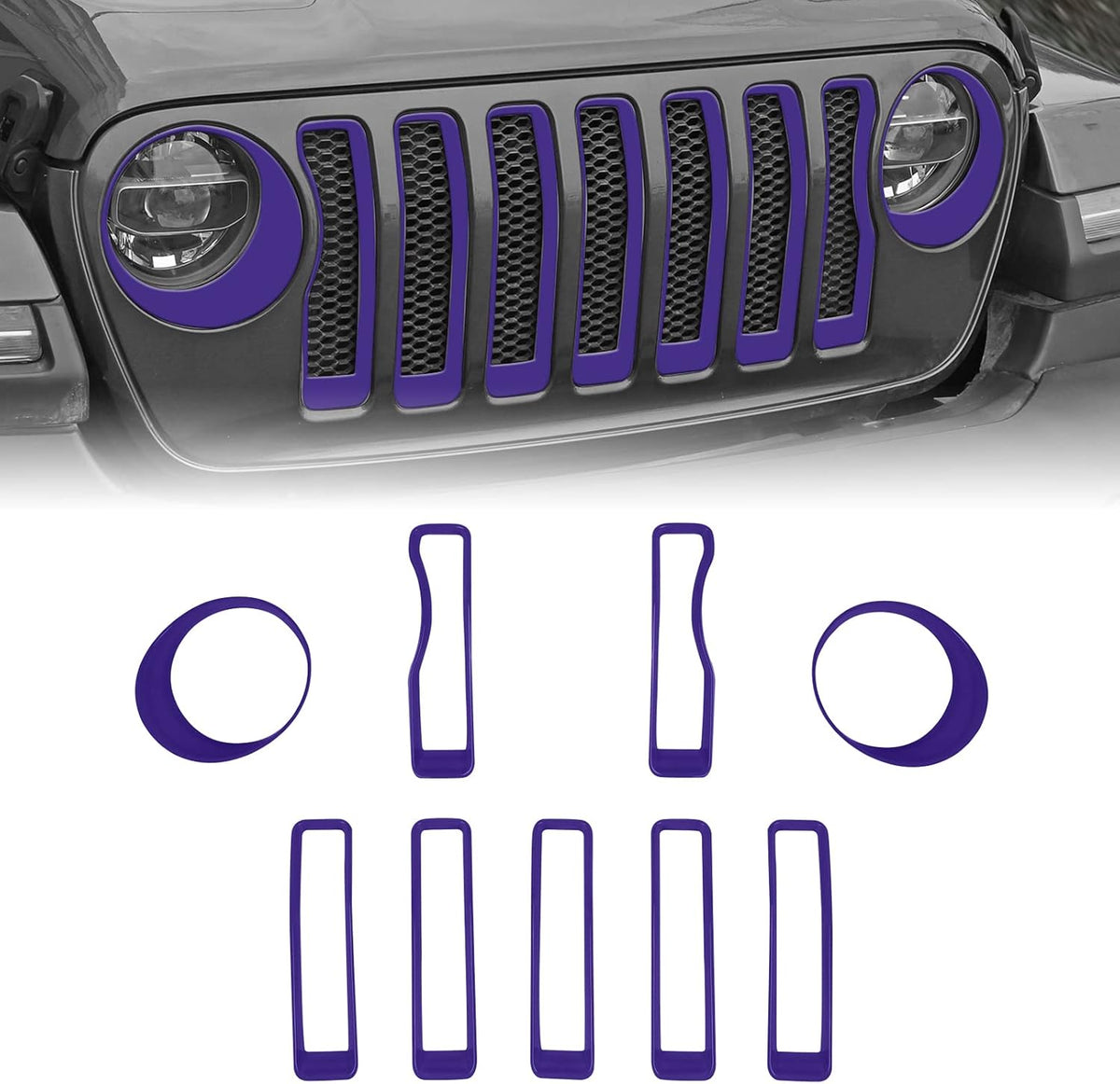 Matte Black Mesh Grille Insert and Headlight Turn Light Cover Trim Pack of 2 S818