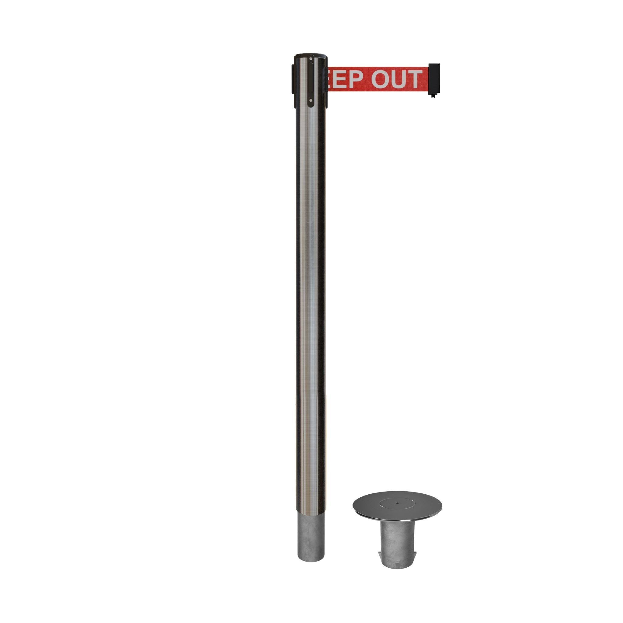 Satin Stainless Steel Retractable Belt Stanchion with Removable Base N39320