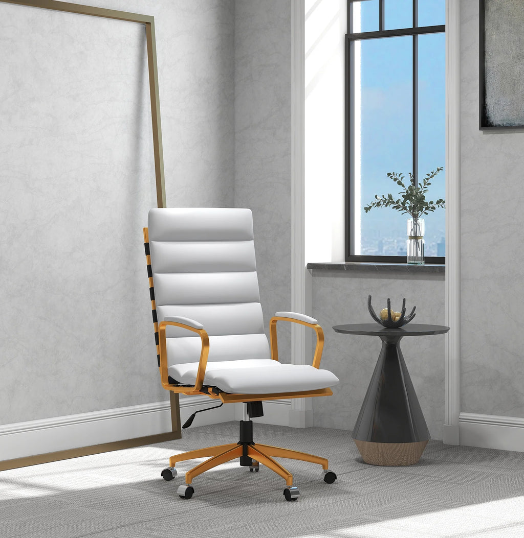 High Back Executive Office Chair with Armrest Adjustable Swivel Chair in Vegan Leather Z654542