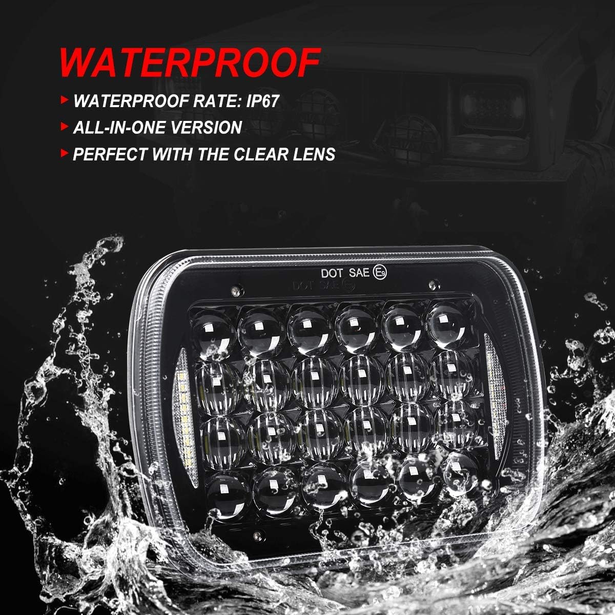 Black 5x7 inch LED Headlights Pack of 2 K867708