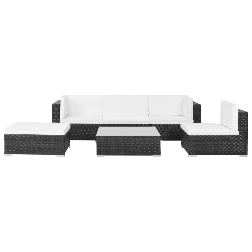 6 Piece White Cushioned Poly Rattan Patio Conversation Set F544