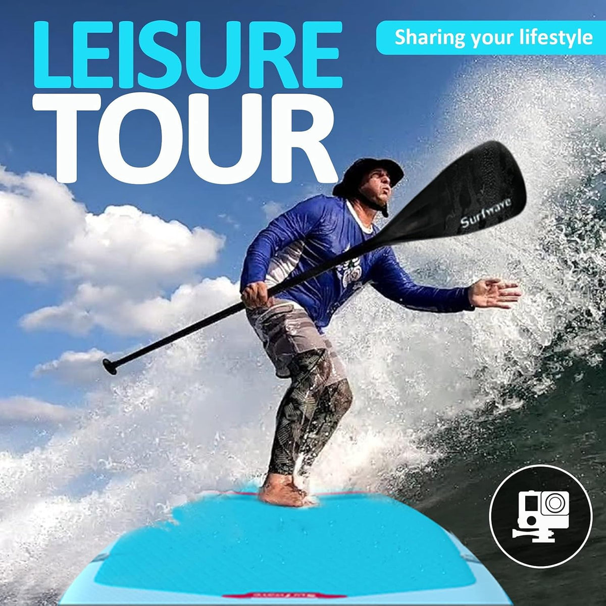 10'8''×33''×6'' Extra Wide Inflatable Paddle Board with Camera Mount V962