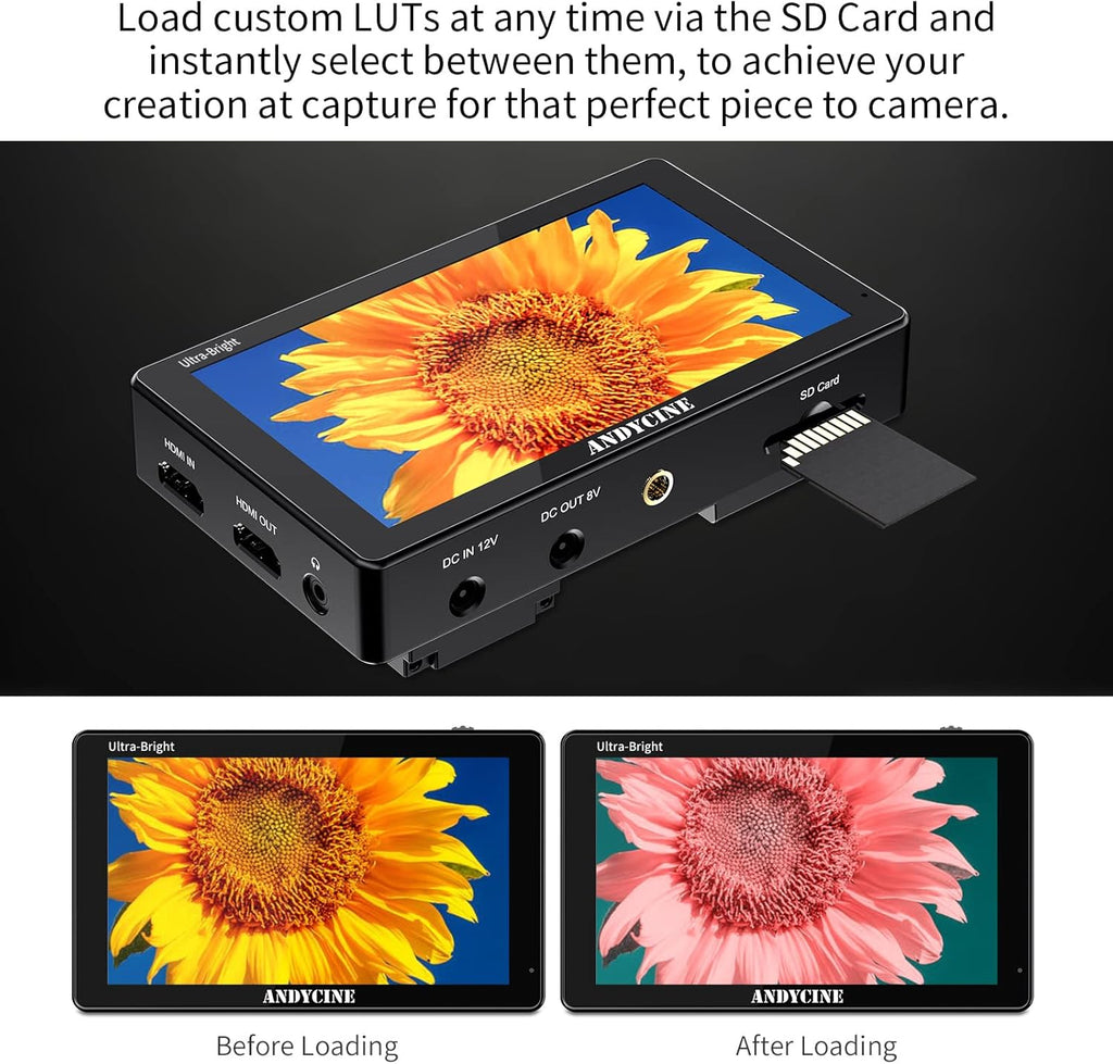 5.5 Inch 3000nit Touch Screen DSLR Field Monitor with F970 External Power 4K HDMI Input Output IPS Panel T27737