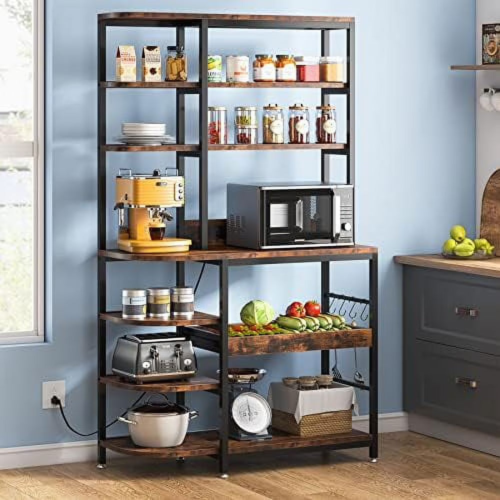 10-Tier Microwave Oven Stand with Power Outlets and Pull-Out Drawer B5303