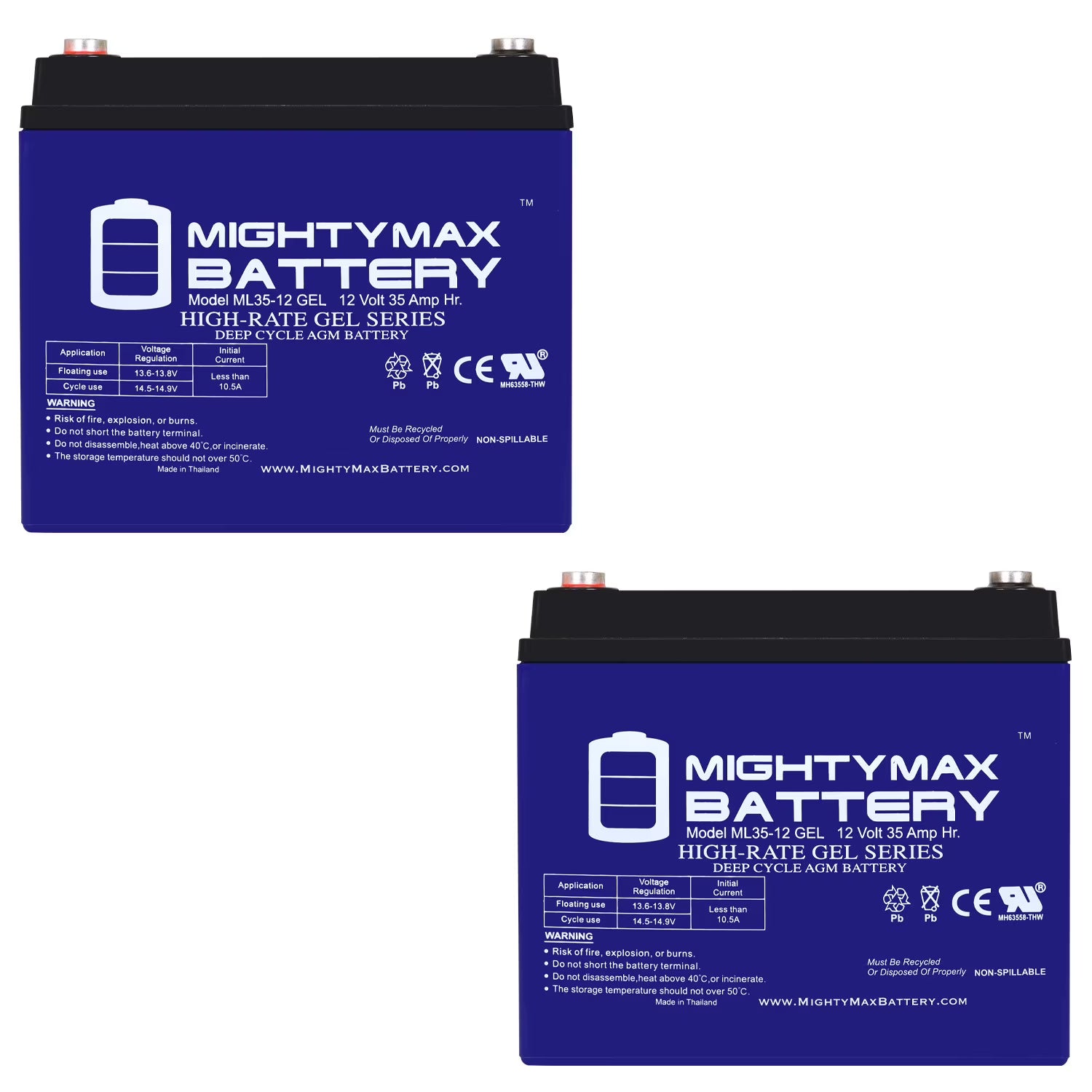 12V 35AH GEL Battery 2 Pack Y411