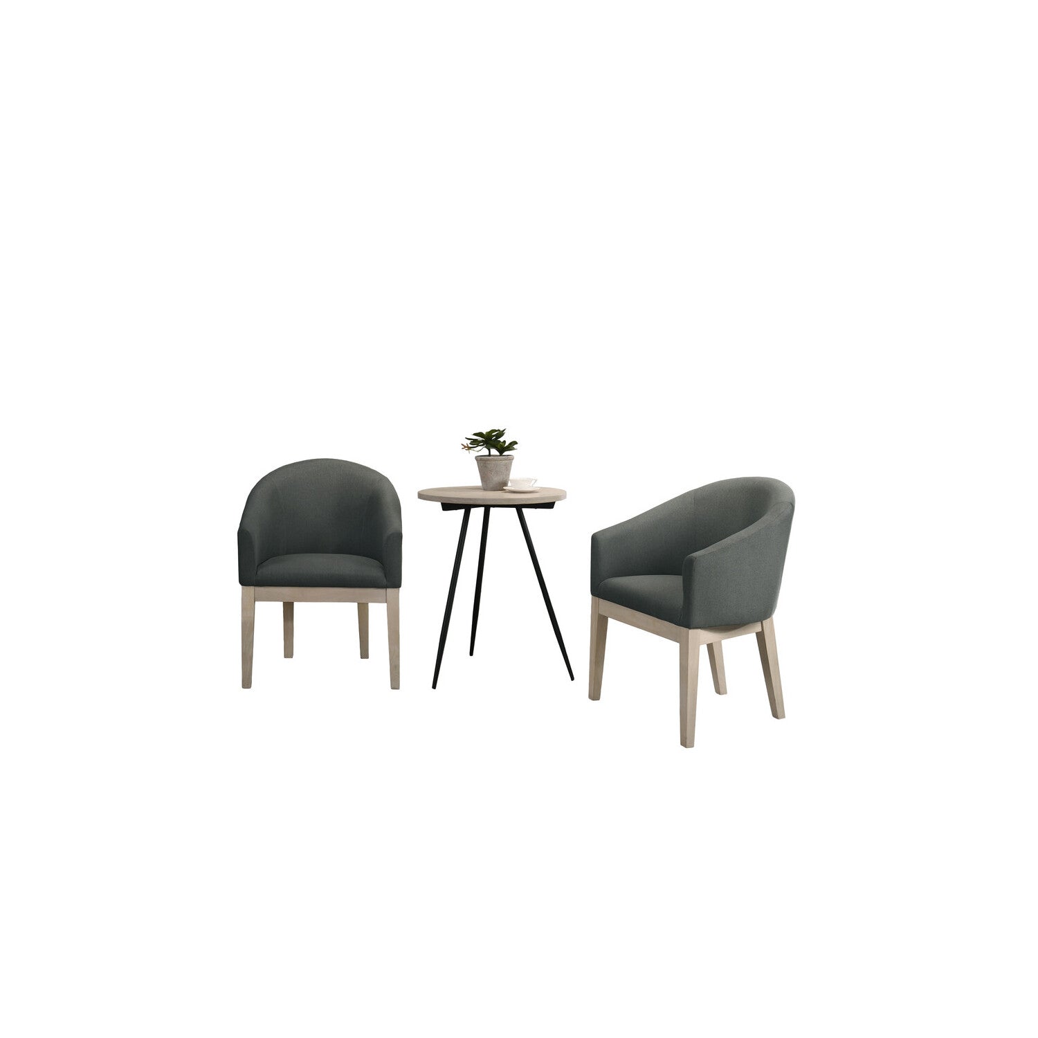 Gray Fabric Accent Chairs and Side Table Set R997069