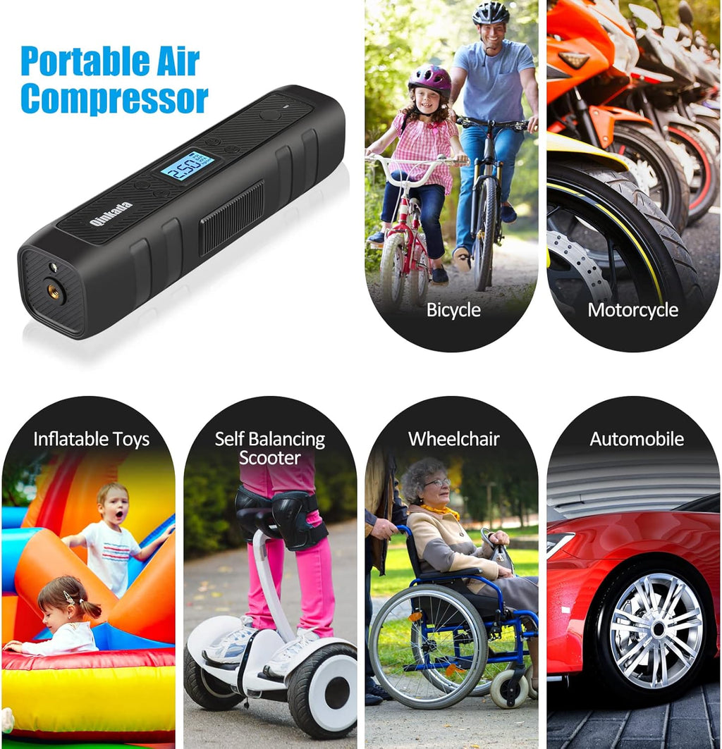 Portable Tire Inflator Air Compressor Pump 4500mAh Rechargeable Li-ion Battery with LED Light M94969