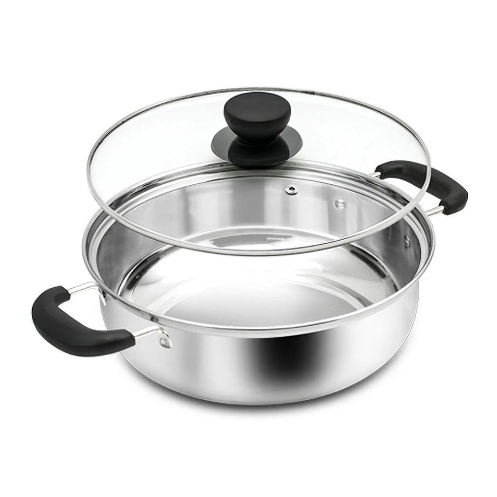 11 inch Stainless Steel Low Pot with Glass Lid 6.5 QT G600947