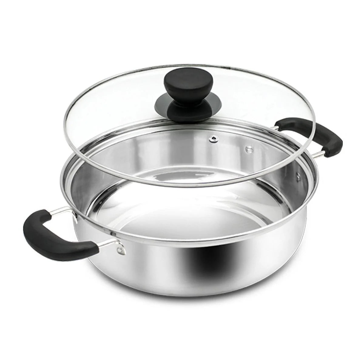 11 inch Stainless Steel Low Pot with Glass Lid 6.5 QT G600947