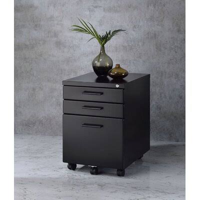 Black 3-Drawer Mobile Vertical Filing Cabinet Z488