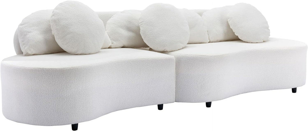 Curved Upholstered Sofa with 3 Pillows L39072