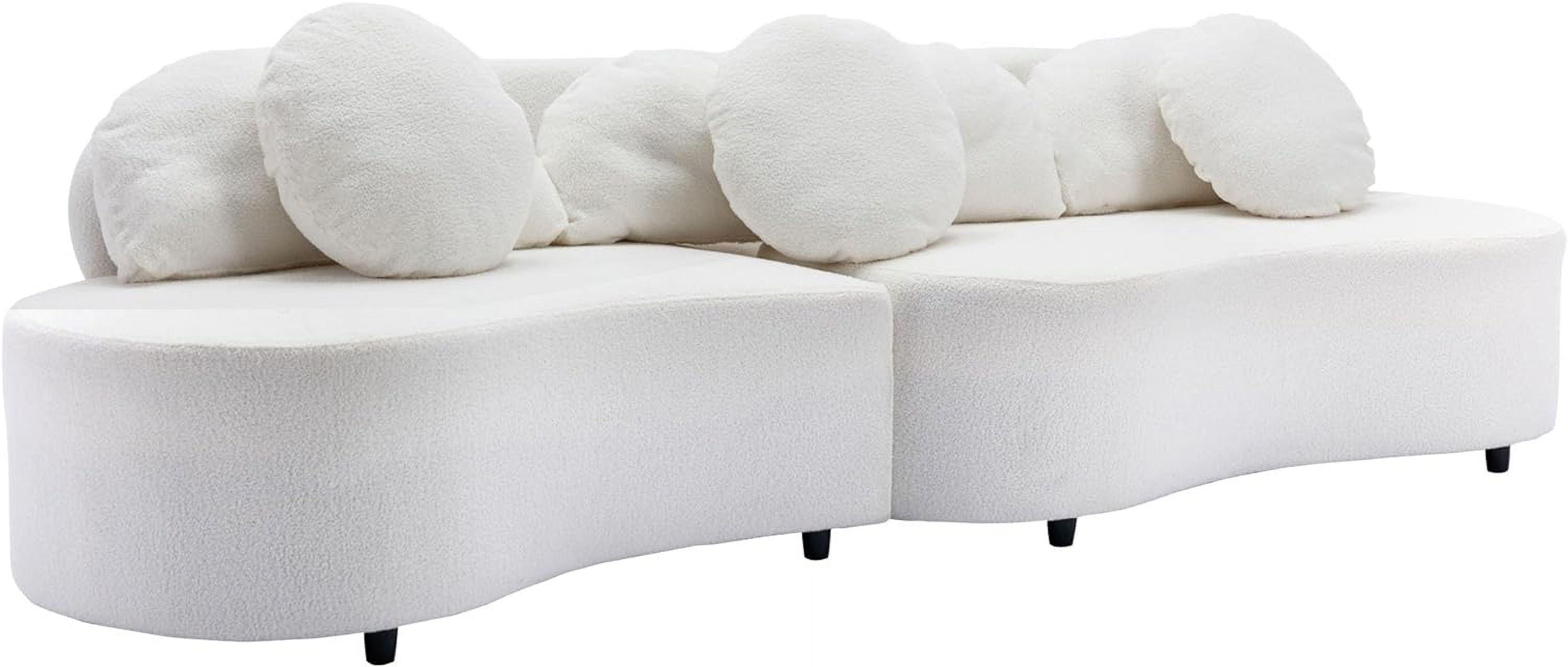Curved Upholstered Sofa with 3 Pillows L39072