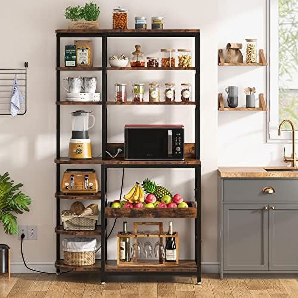 10-Tier Microwave Oven Stand with Power Outlets and Pull-Out Drawer B5303