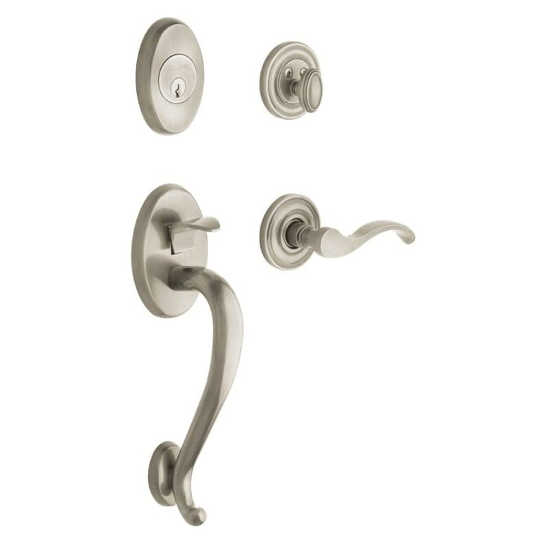 Satin Nickel Double Cylinder Handleset with Wave Lever N672617