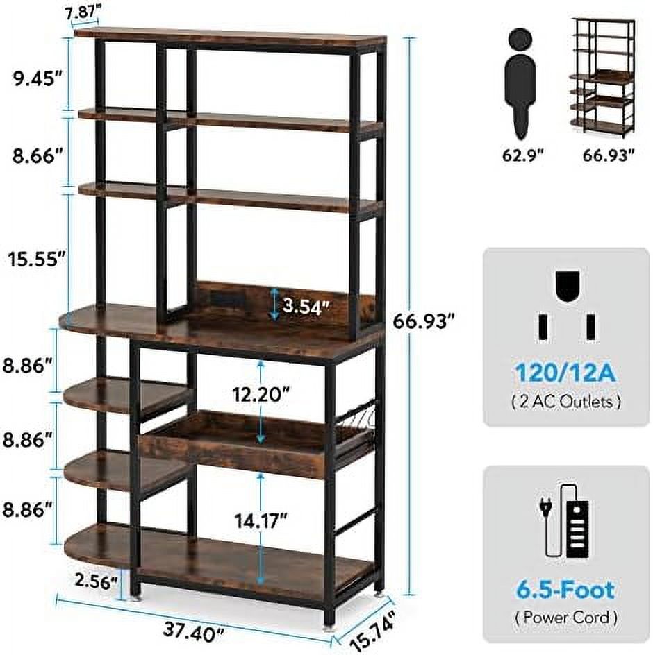 10-Tier Microwave Oven Stand with Power Outlets and Pull-Out Drawer B5303